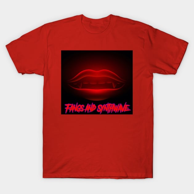 Fangs and Synthwave Mouth T-Shirt by Electrish